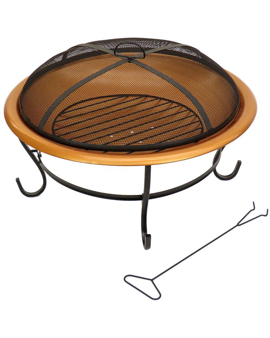 National Tree Company 29in Copper Fire Pit With Stand & Screen