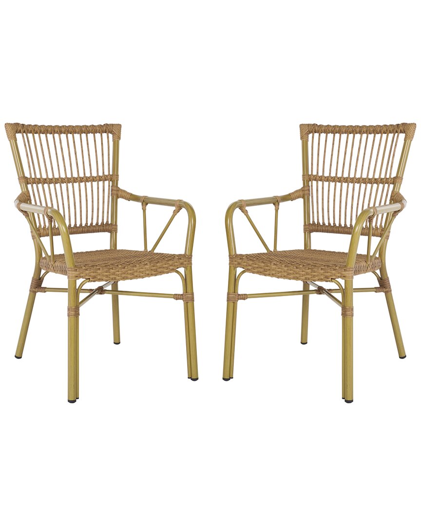 Safavieh Set Of 2 Bora Armchairs In Gold