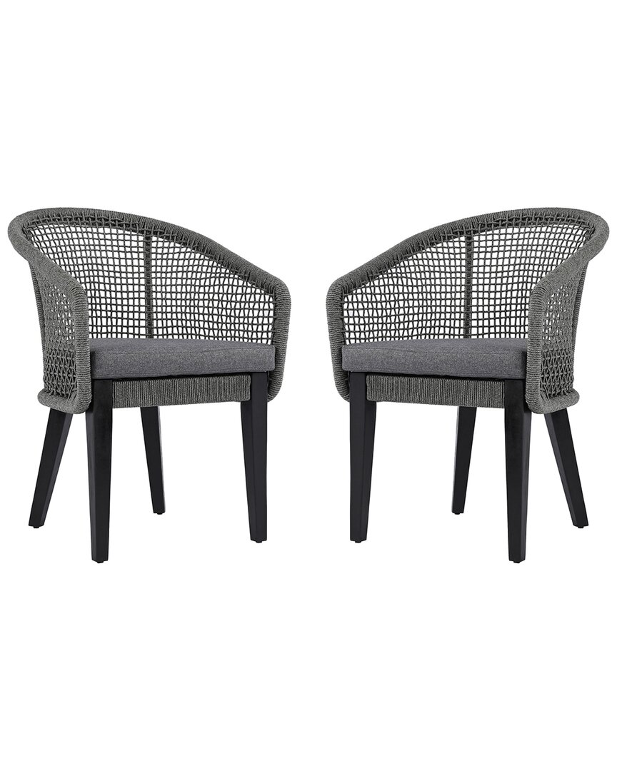 Safavieh Set Of 2 Saxon Rope Chairs In Gray