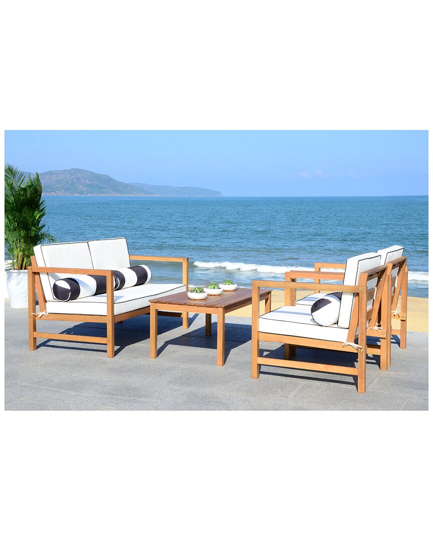 Safavieh Montez 4 Pc Outdoor Set With Accent Pillows In Brown