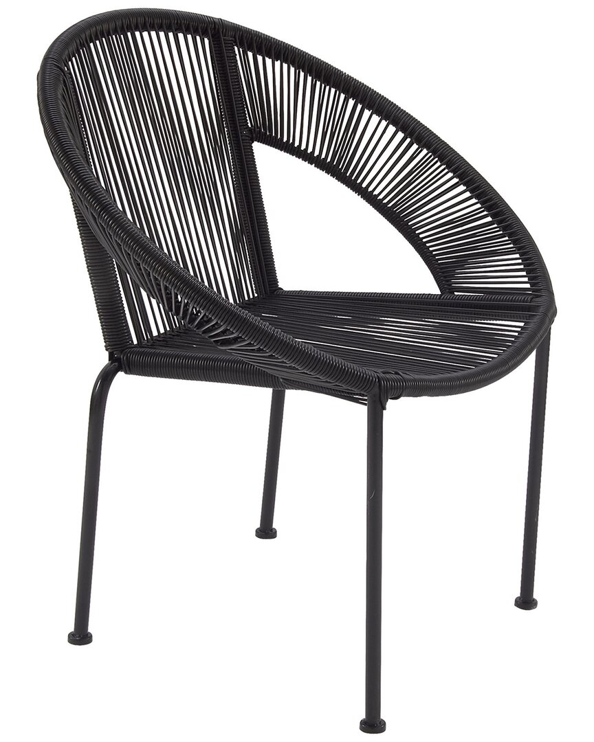 Peyton Lane Contemporary Oval Black Plastic Rattan Outdoor Chair