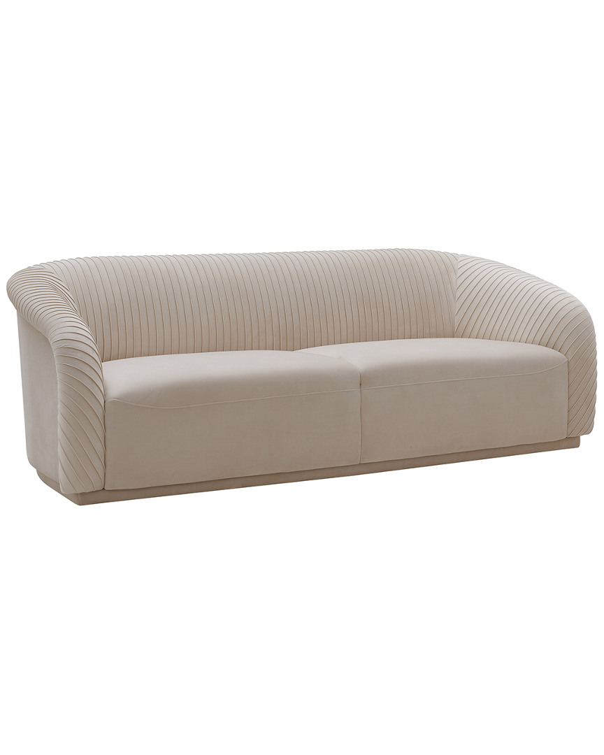 Tov Yara Pleated Beige Velvet Sofa