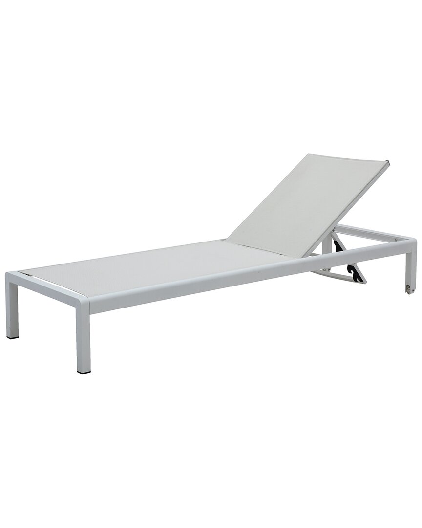 Design Guild Bask Performance Mesh Outdoor Chaise Lounge In White