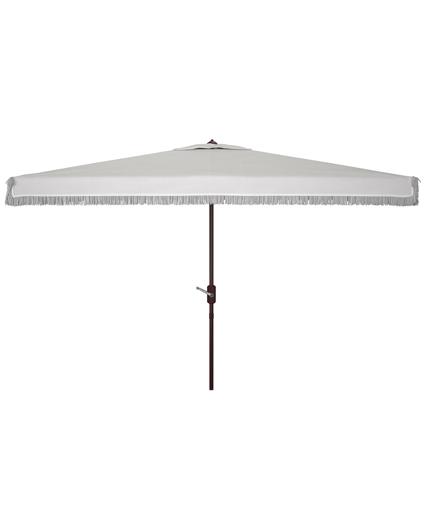 Safavieh Milan Fringe 6.5 X 10 Ft Rect Crank Umbrella In White