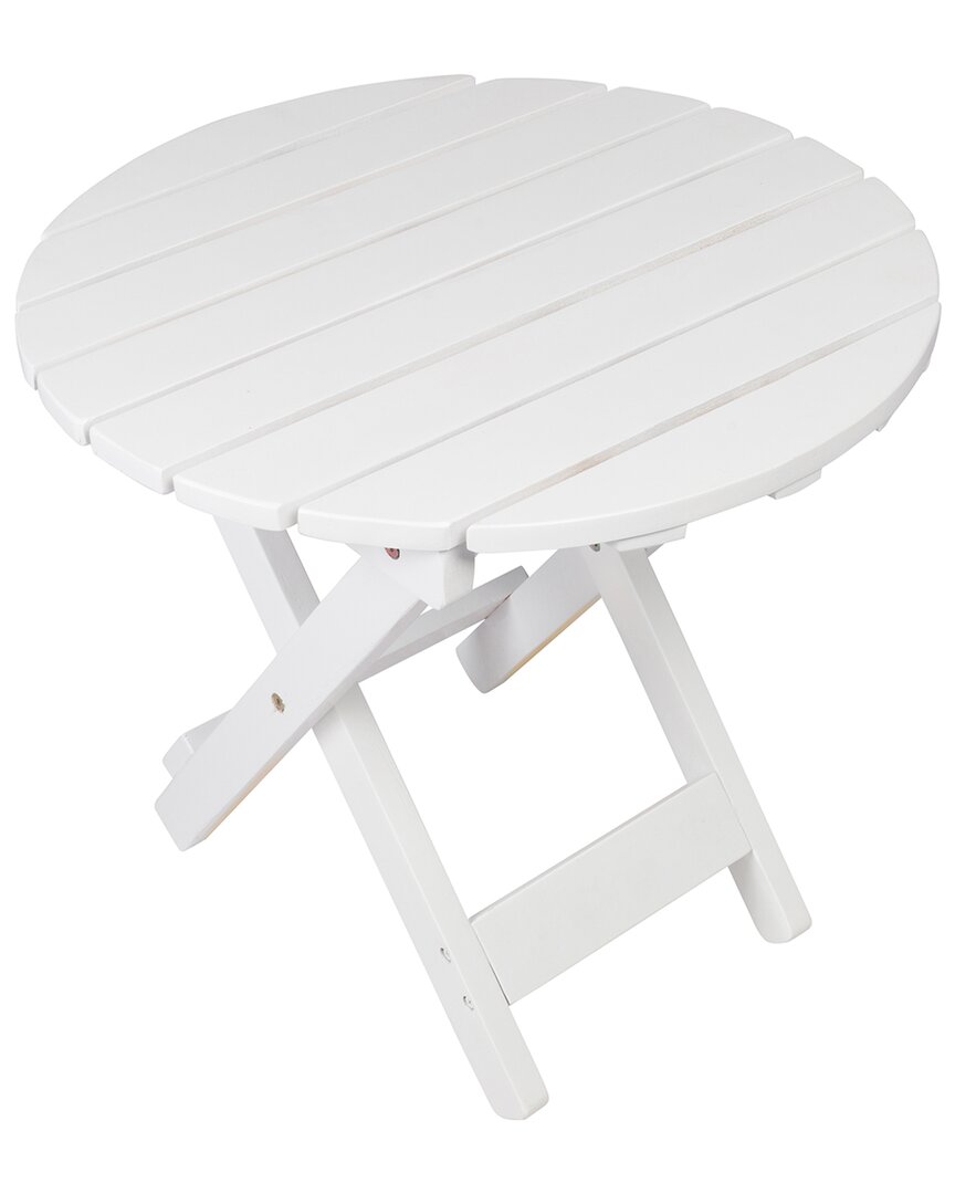 Shine Co. Outdoor Assembled Foldable Acacia Wood Side Table In White