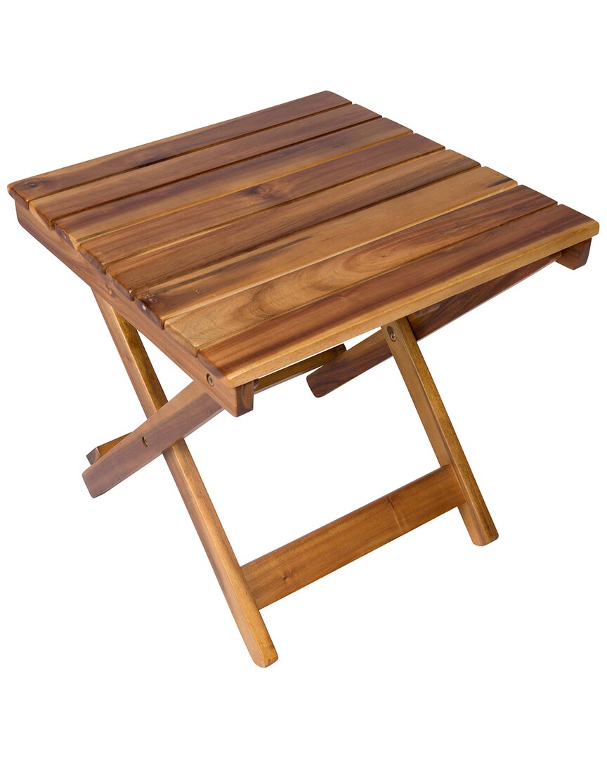 Shine Co. Outdoor Assembled Foldable Acacia Wood Side Table In Brown