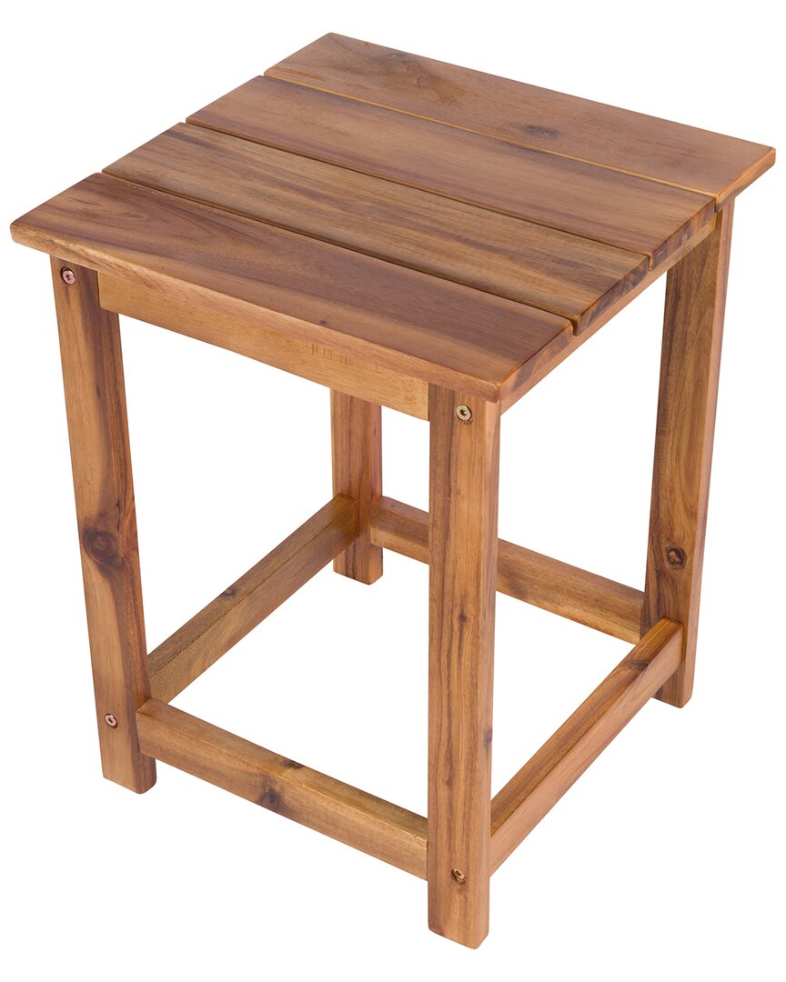Shine Co. Acacia Wood Slatted Outdoor Accent Table In Brown