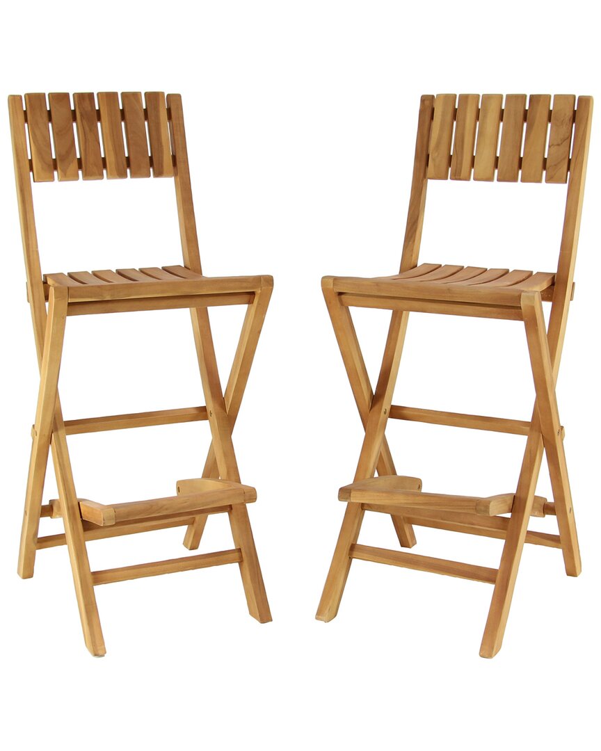 Peyton Lane Set Of 2 Indoor/outdoor Folding Bar Stools In Brown