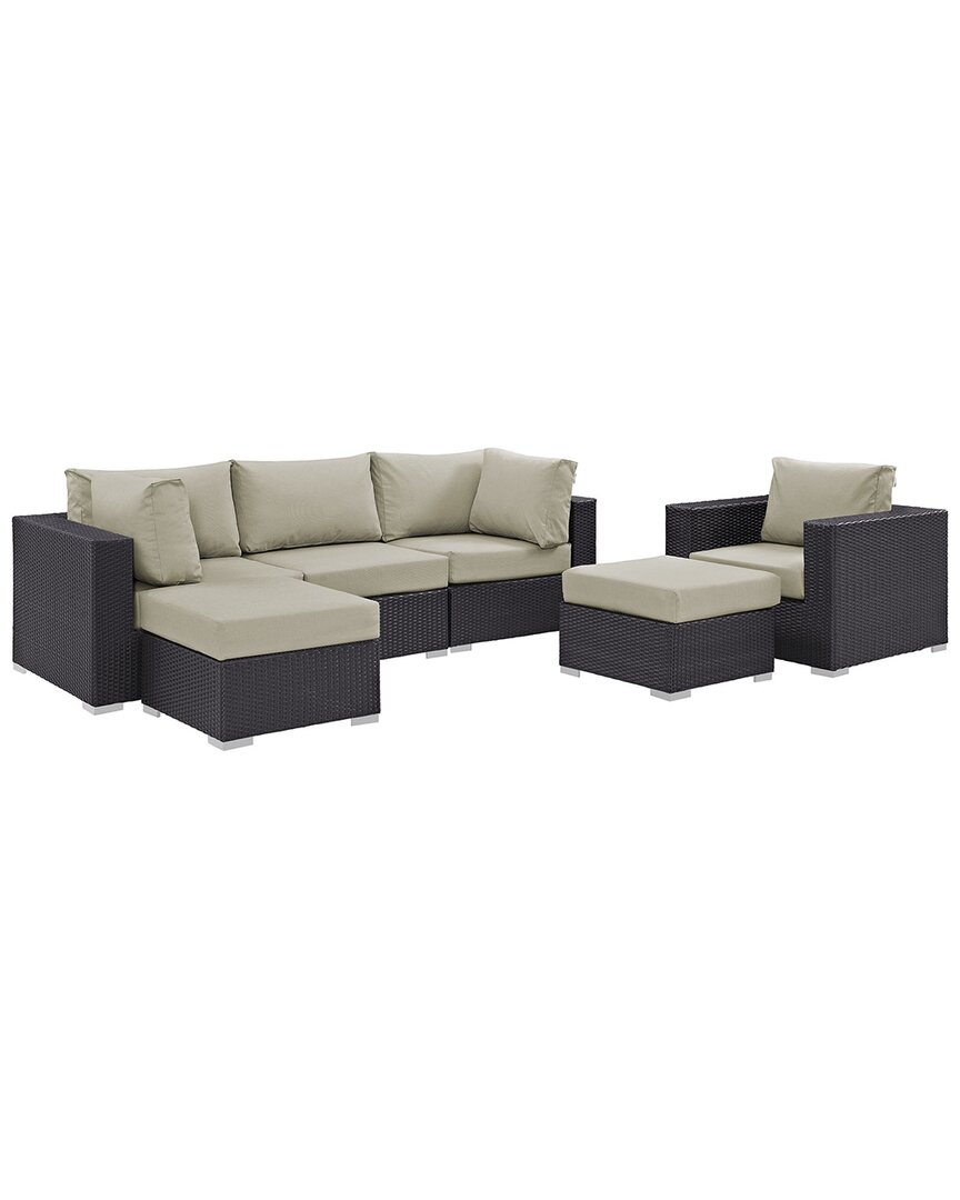 Modway Convene 6-piece Outdoor Patio Sectional Set In Brown