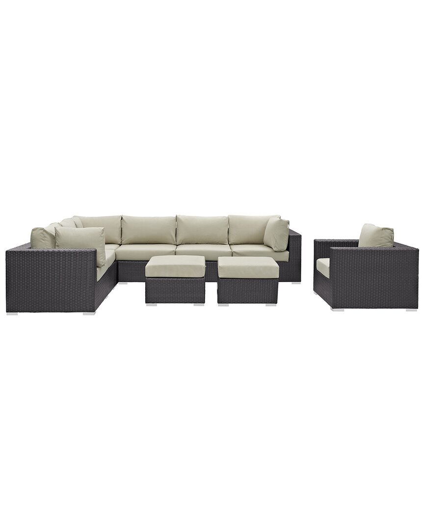Modway Convene 9-piece Outdoor Patio Sectional Set In Brown