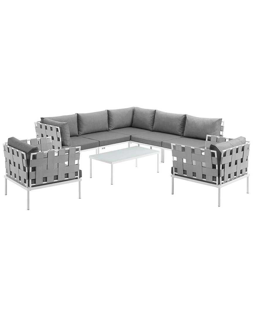 Modway Harmony 8-piece Outdoor Patio Sectional Sofa Set In White