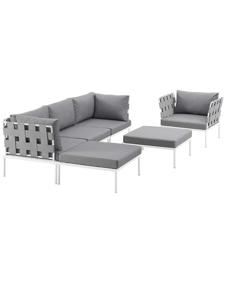 Modway Harmony 6-piece Outdoor Patio Sectional Sofa Set In White