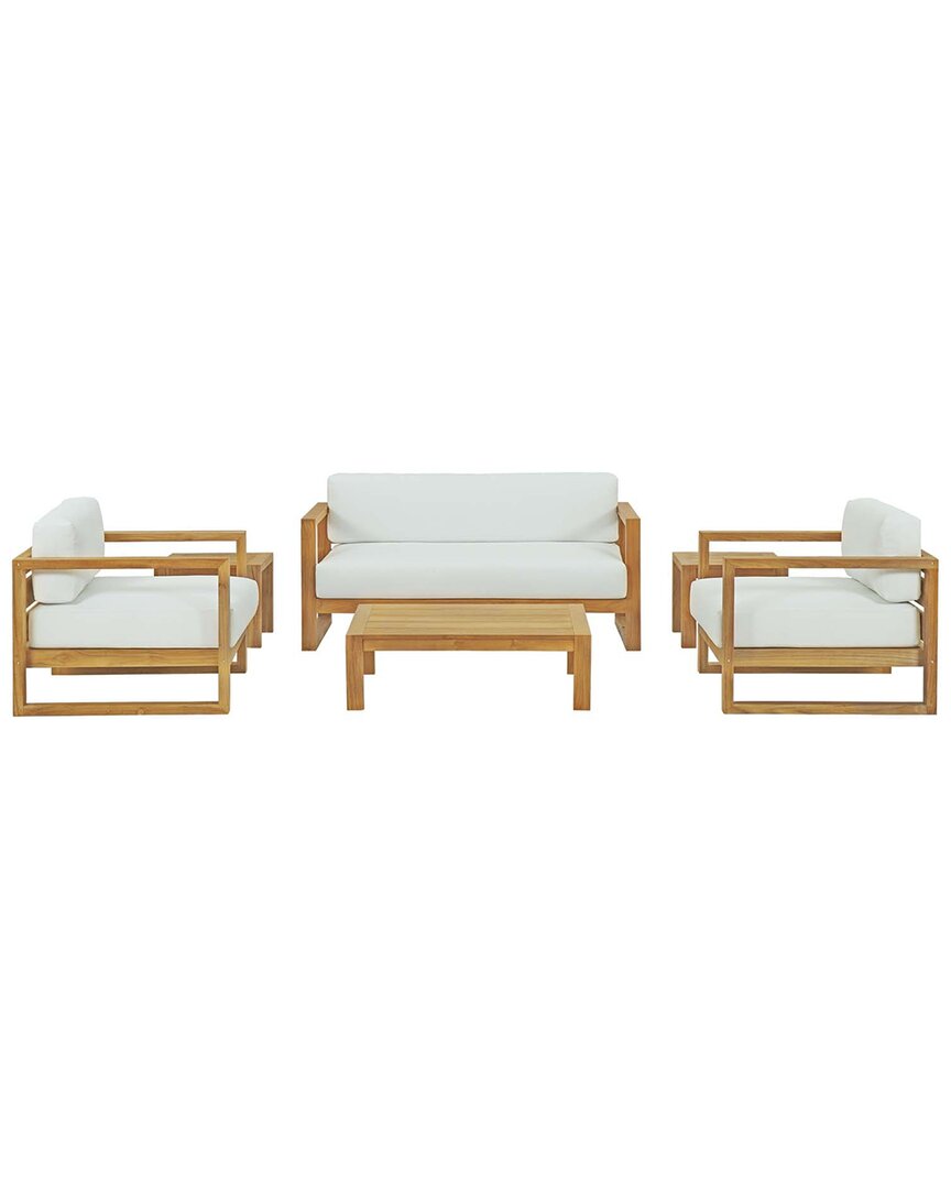 Modway Upland 4-piece Teak Outdoor Patio Set In White