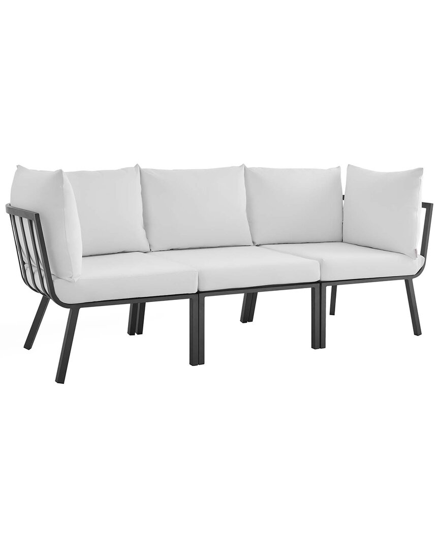 Modway Riverside 3-piece Outdoor Patio Sectional Sofa Set In Gray