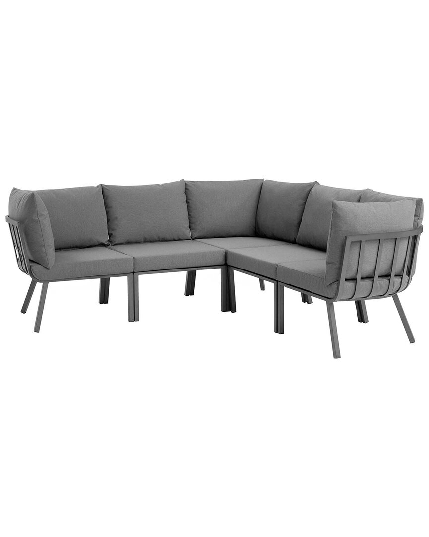 Modway Riverside 5-piece Outdoor Patio Sectional Sofa Set In Gray