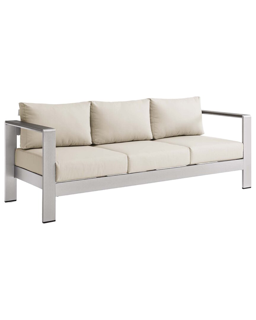 Modway Shore Outdoor Patio Sofa In Silver