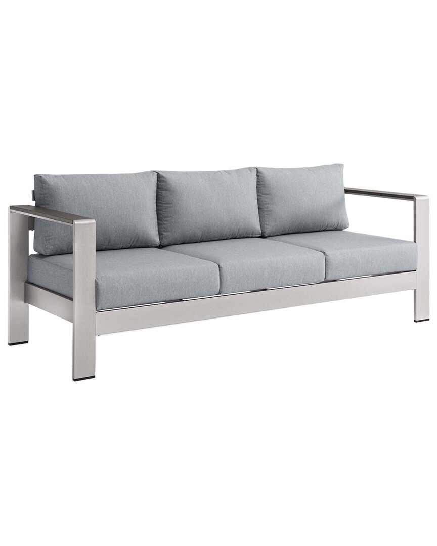 Modway Shore Outdoor Patio Sofa In Silver
