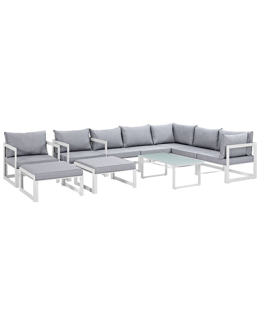 Modway Fortuna 10-piece Outdoor Patio Sectional Sofa Set In White