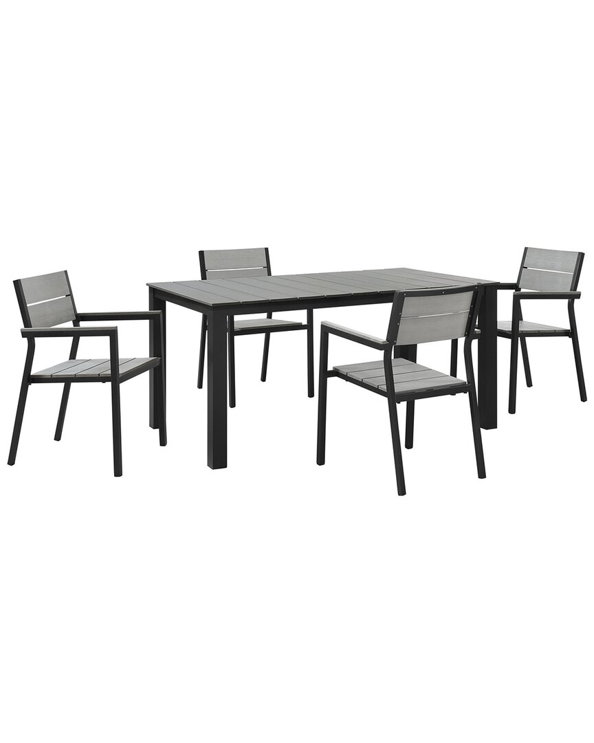 Modway Maine 5-piece Outdoor Patio Dining Set In Brown