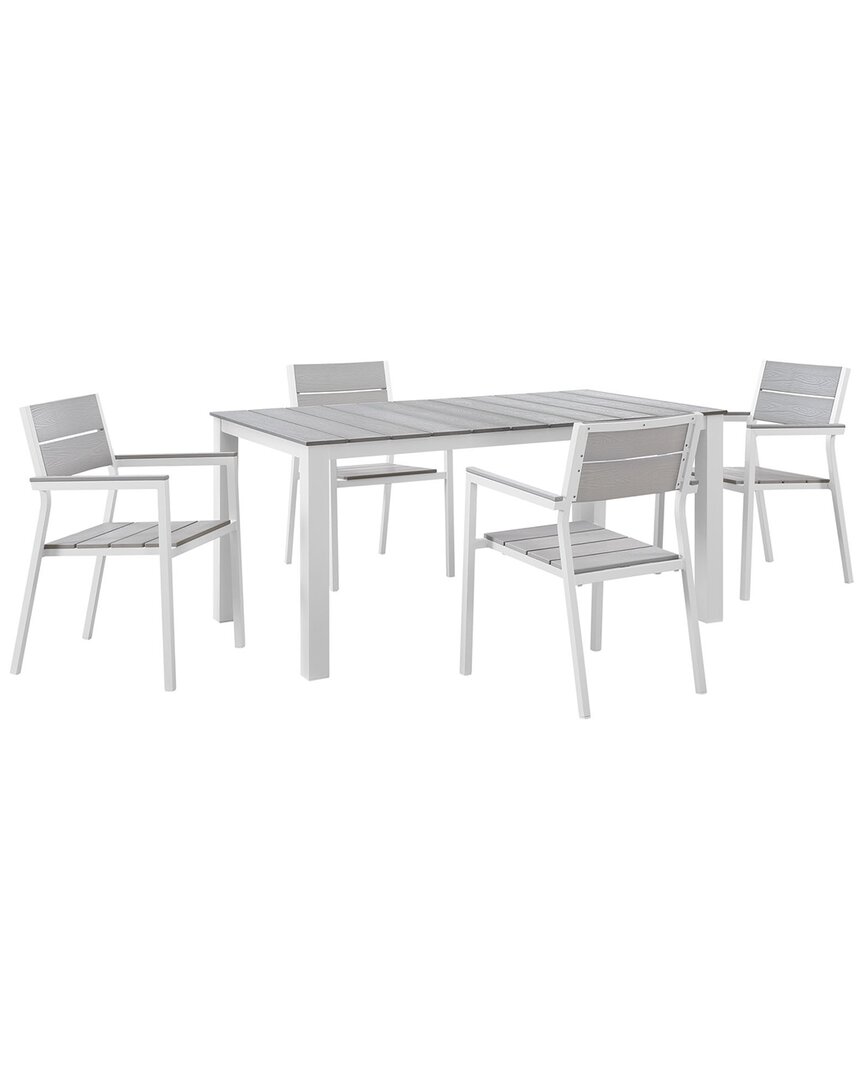 Modway Maine 5-piece Outdoor Patio Dining Set In White