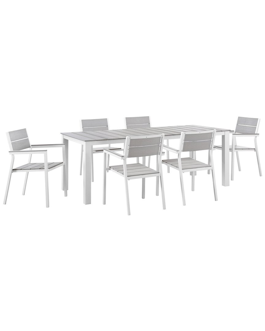 Modway Maine 7-piece Outdoor Patio Dining Set In White