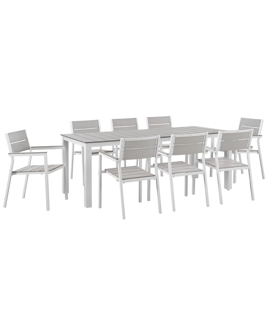 Modway Maine 9-piece Outdoor Patio Dining Set In White