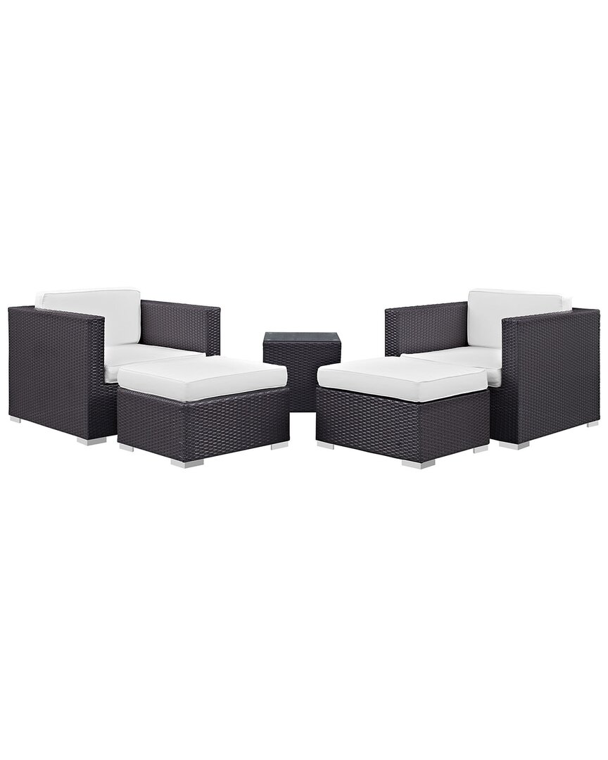 Modway Convene 5-piece Outdoor Patio Sectional Set In Brown