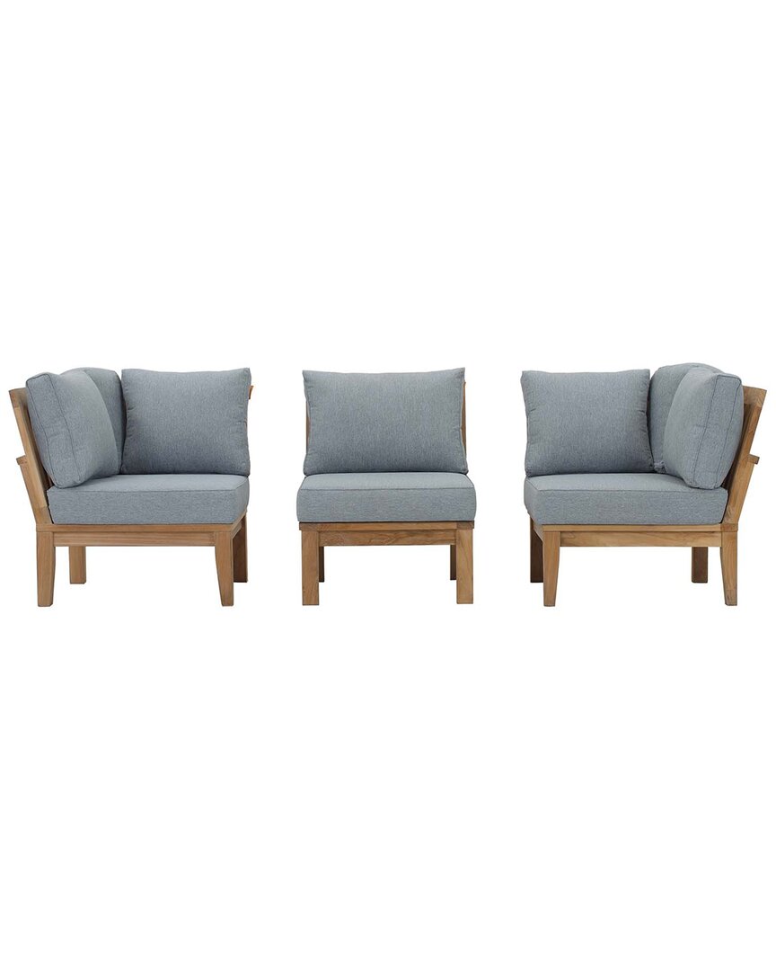 Modway Marina 3-piece Teak Outdoor Patio Set In Beige