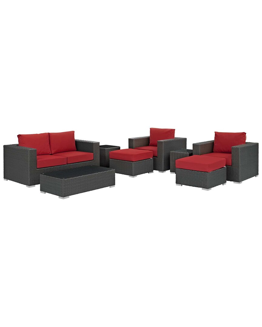 Modway Sojourn 8-piece Outdoor Patio Sunbrella Sectional Set In Beige