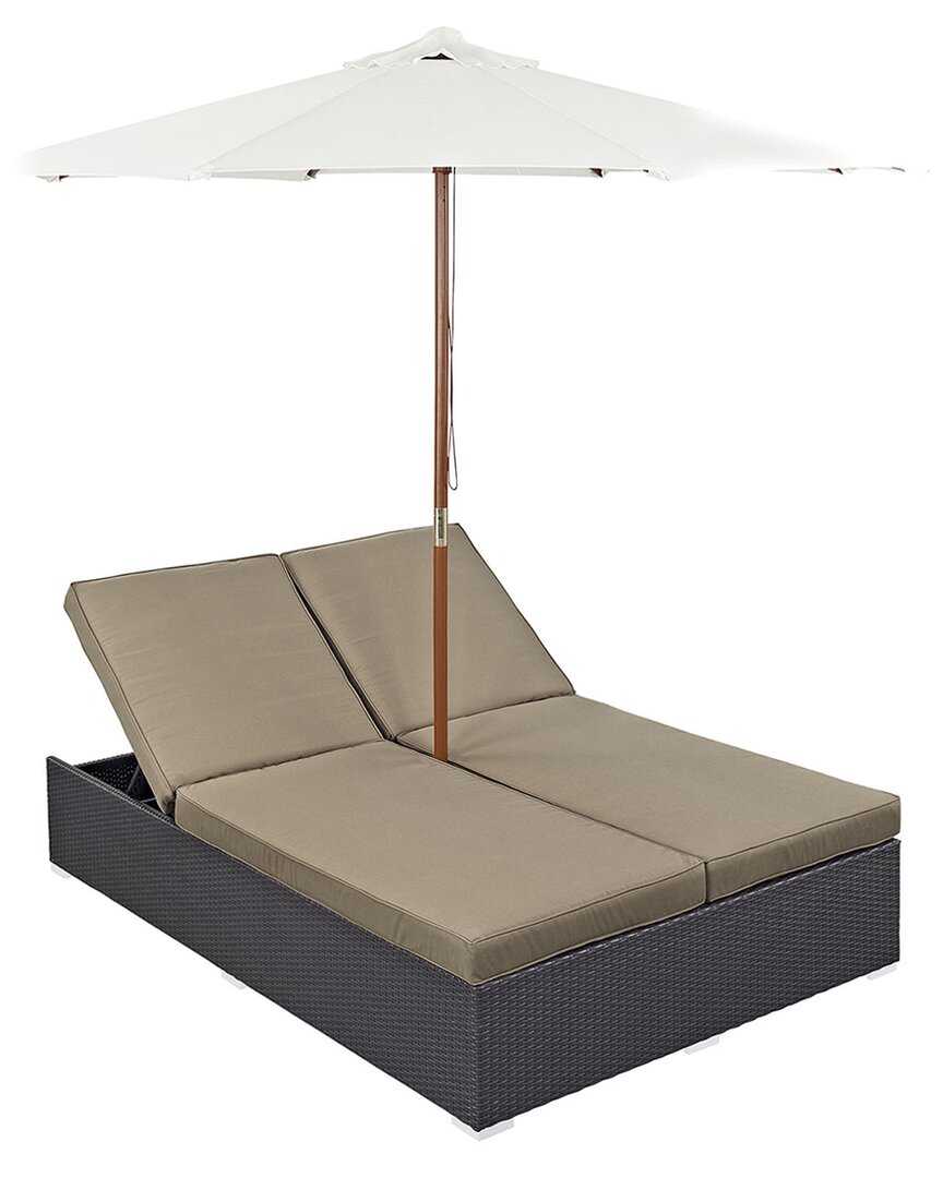 Modway Convene Double Outdoor Patio Chaise In Brown