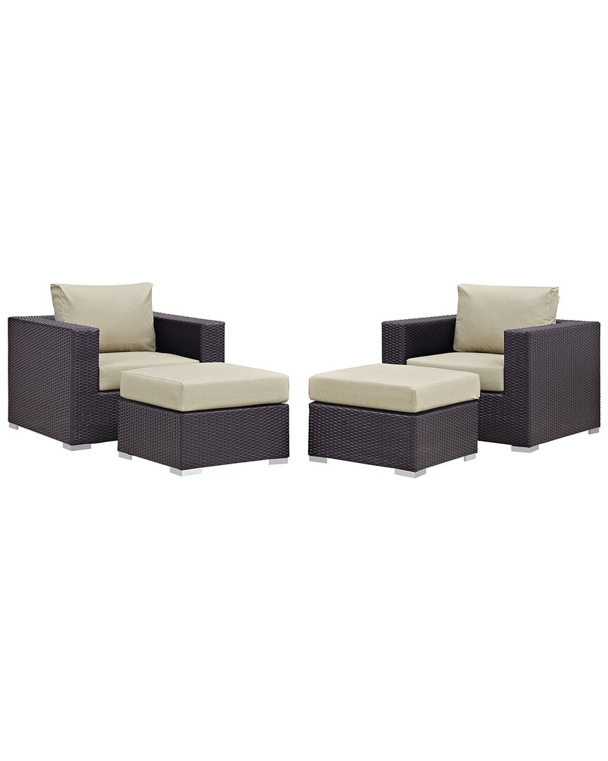 Modway Convene 5-piece Outdoor Patio Sectional Set In Brown