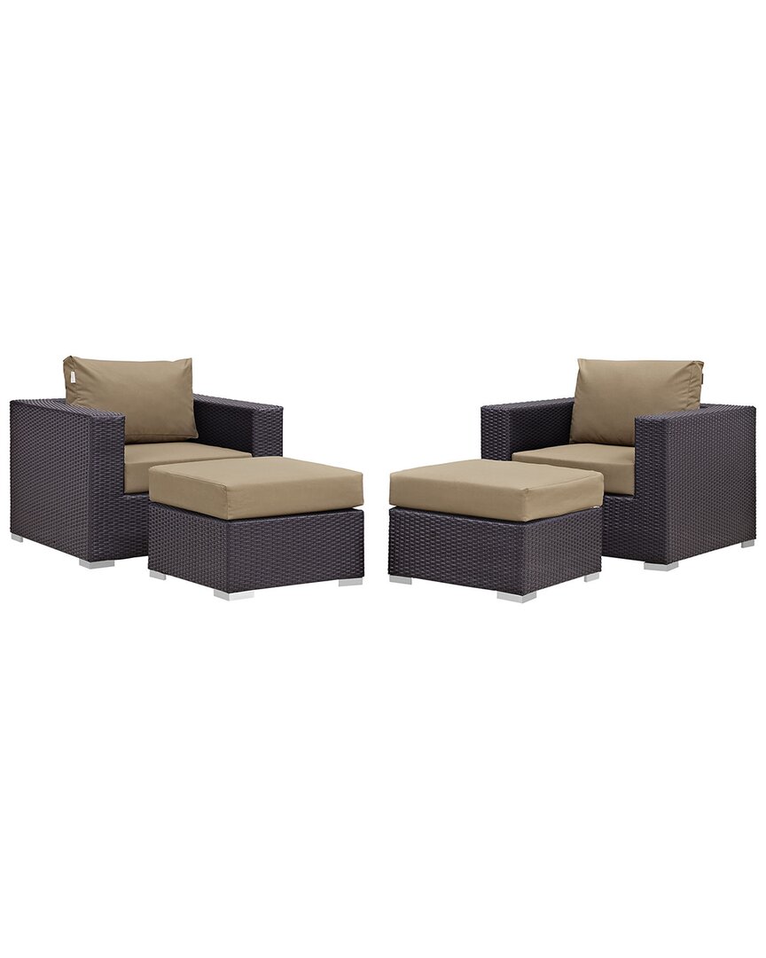 Modway Convene 4-piece Outdoor Patio Sectional Set In Brown