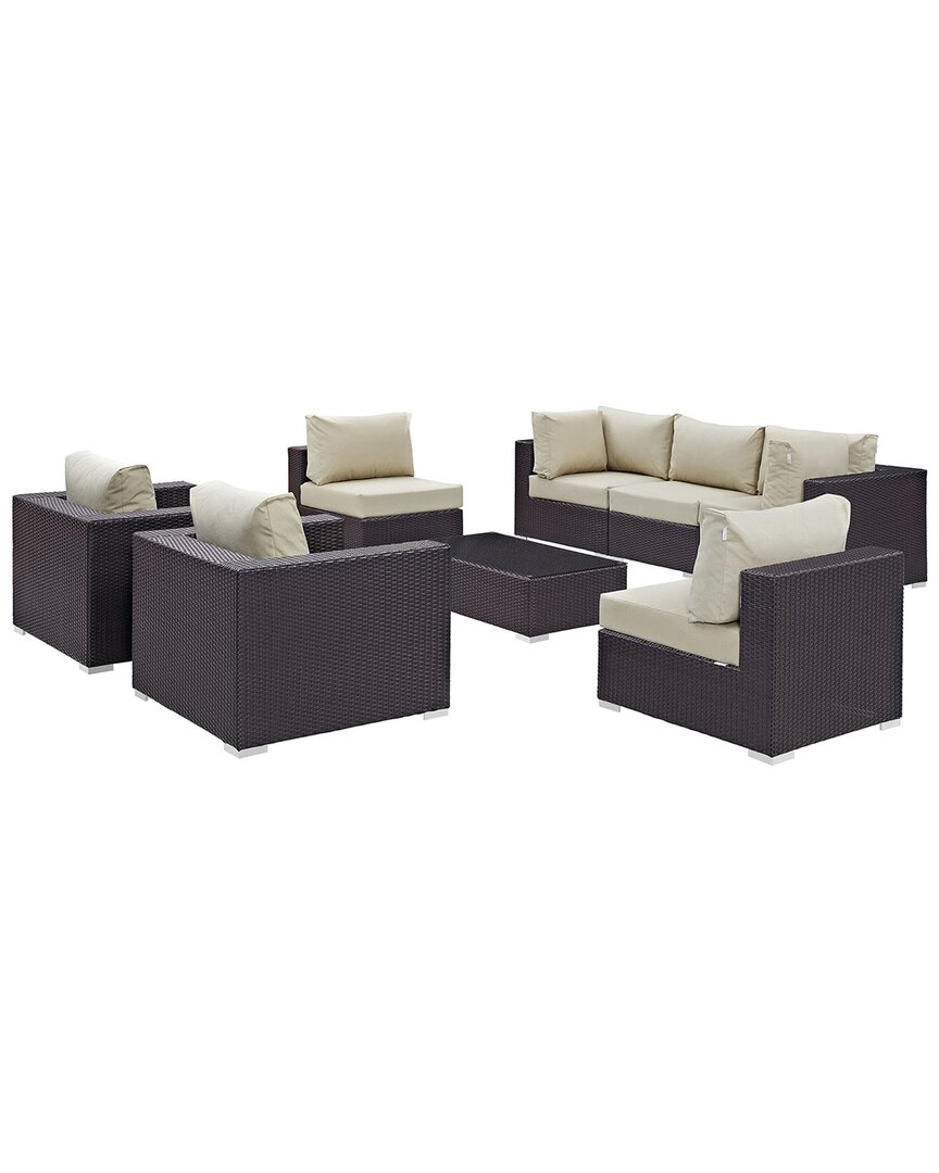 Modway Convene 8-piece Outdoor Patio Sectional Set In Brown