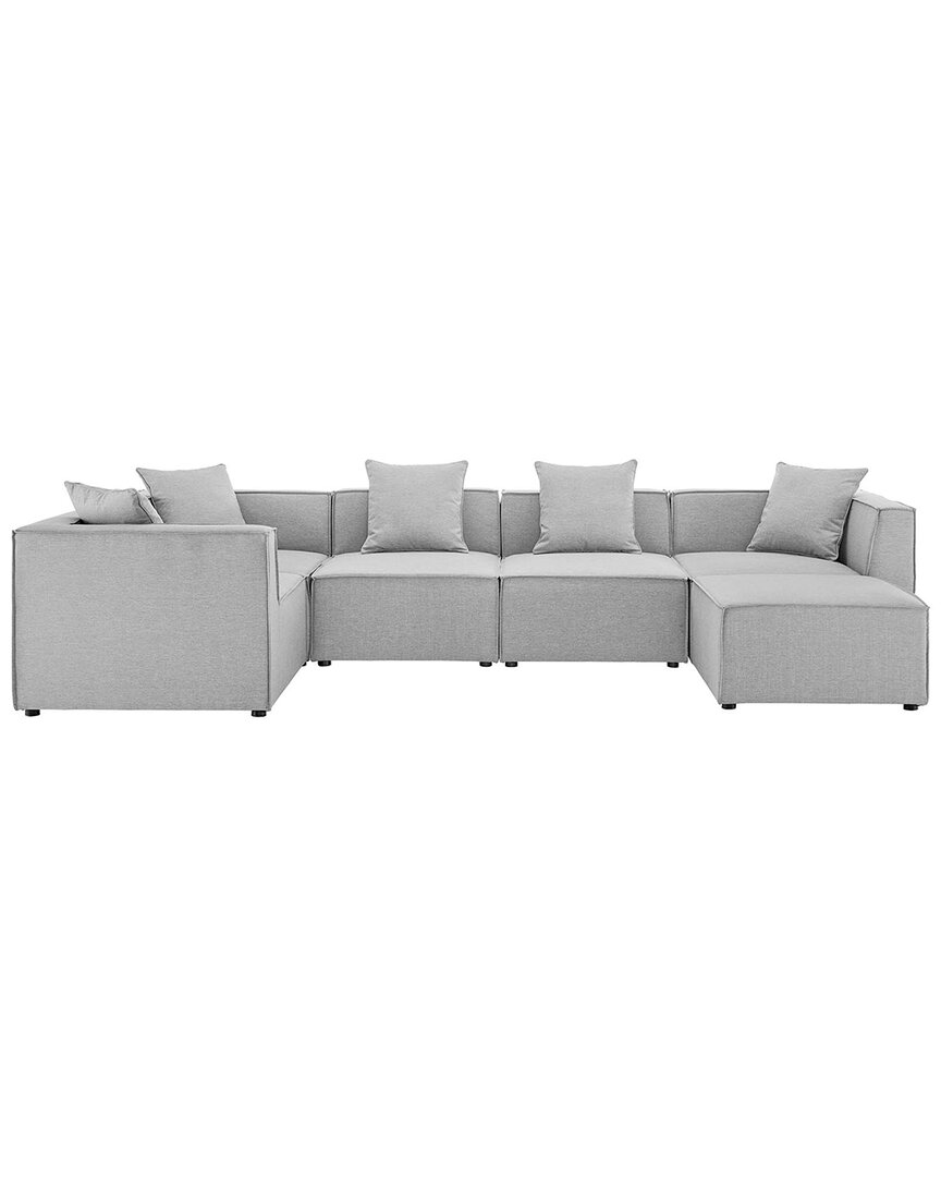 Modway Saybrook Outdoor Patio Upholstered 6-piece Sectional Sofa In Gray