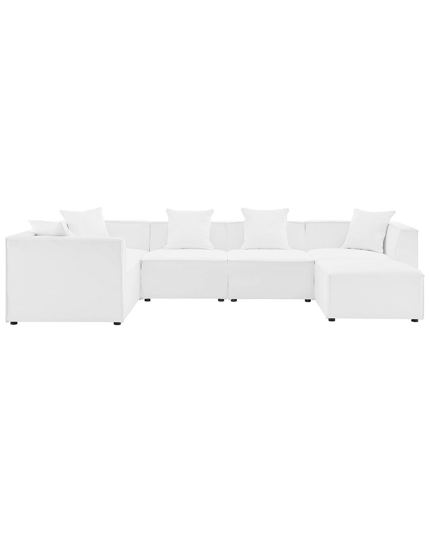 Modway Saybrook Outdoor Patio Upholstered 6-piece Sectional Sofa In White