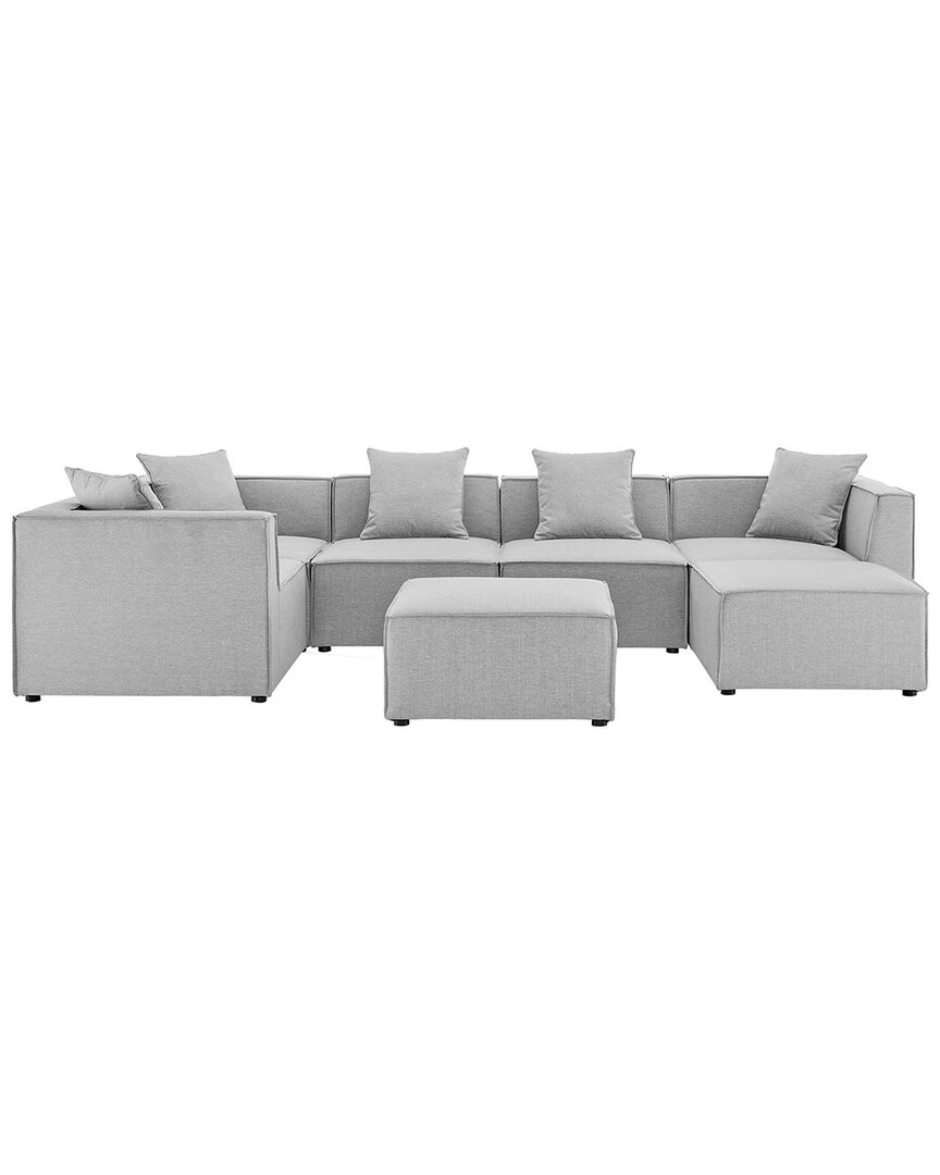 Modway Saybrook Outdoor Patio Upholstered 7-piece Sectional Sofa In Gray