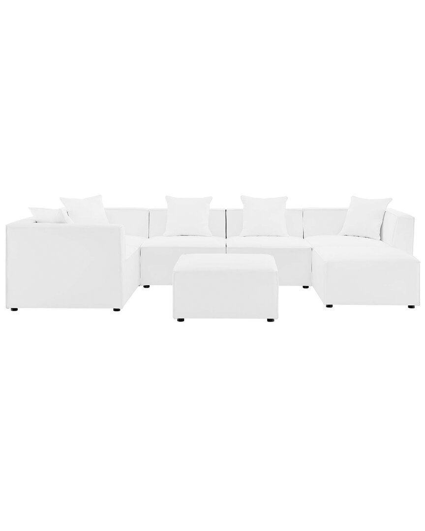 Modway Saybrook Outdoor Patio Upholstered 7-piece Sectional Sofa In White
