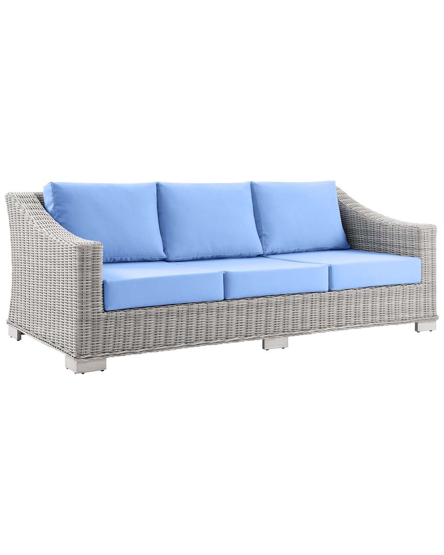 Modway Conway Outdoor Patio Rattan Sofa In Gray
