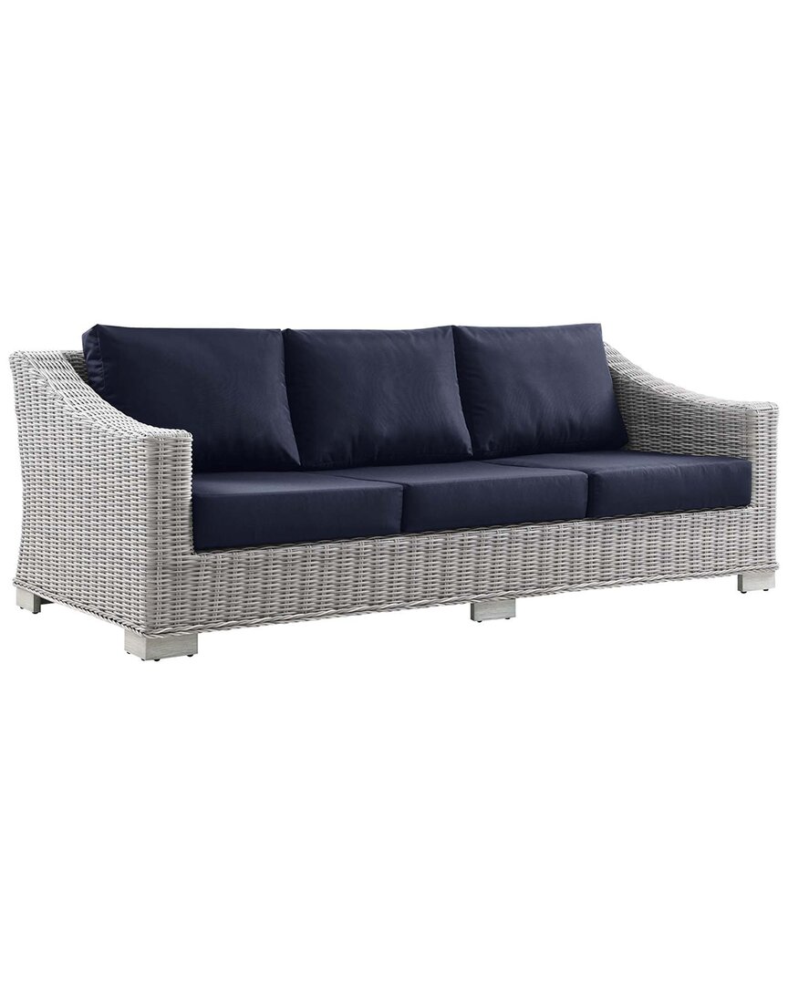 Modway Conway Outdoor Patio Rattan Sofa In Gray