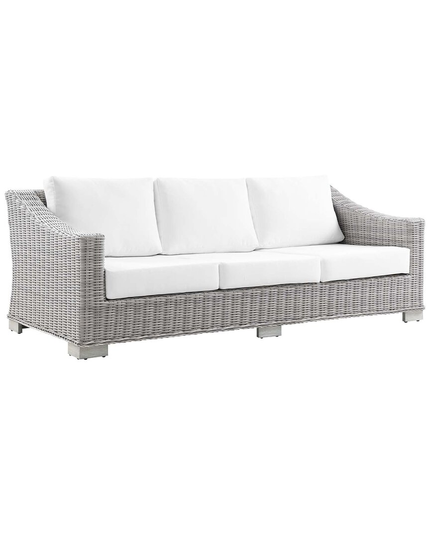 Modway Conway Outdoor Patio Wicker Rattan Sofa 4 In Gray