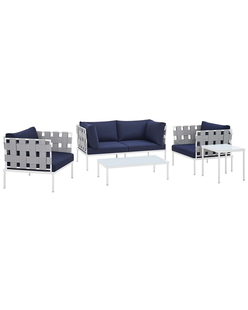 Modway Harmony 5-piece Sunbrella Outdoor Patio Furniture Set In Gray