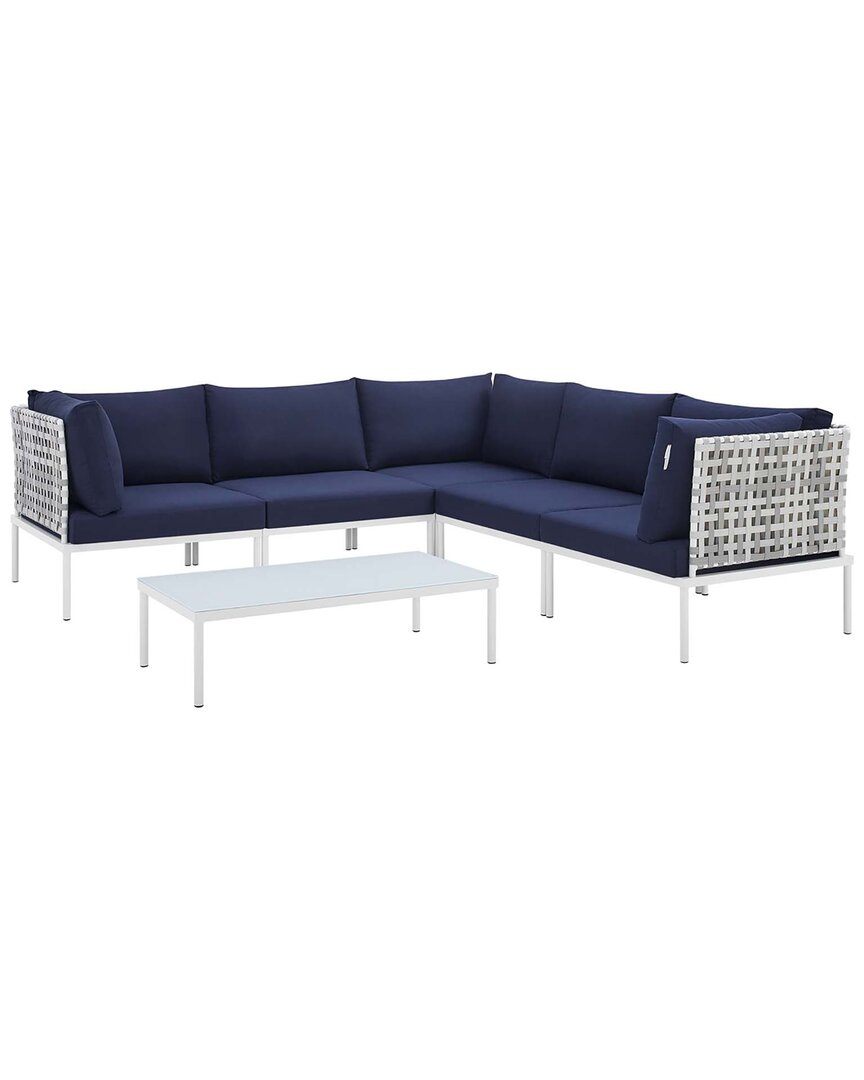 Modway Harmony 6pc Sunbrella Basket Weave Outdoor Patio Sectional Sofa Set In Taupe