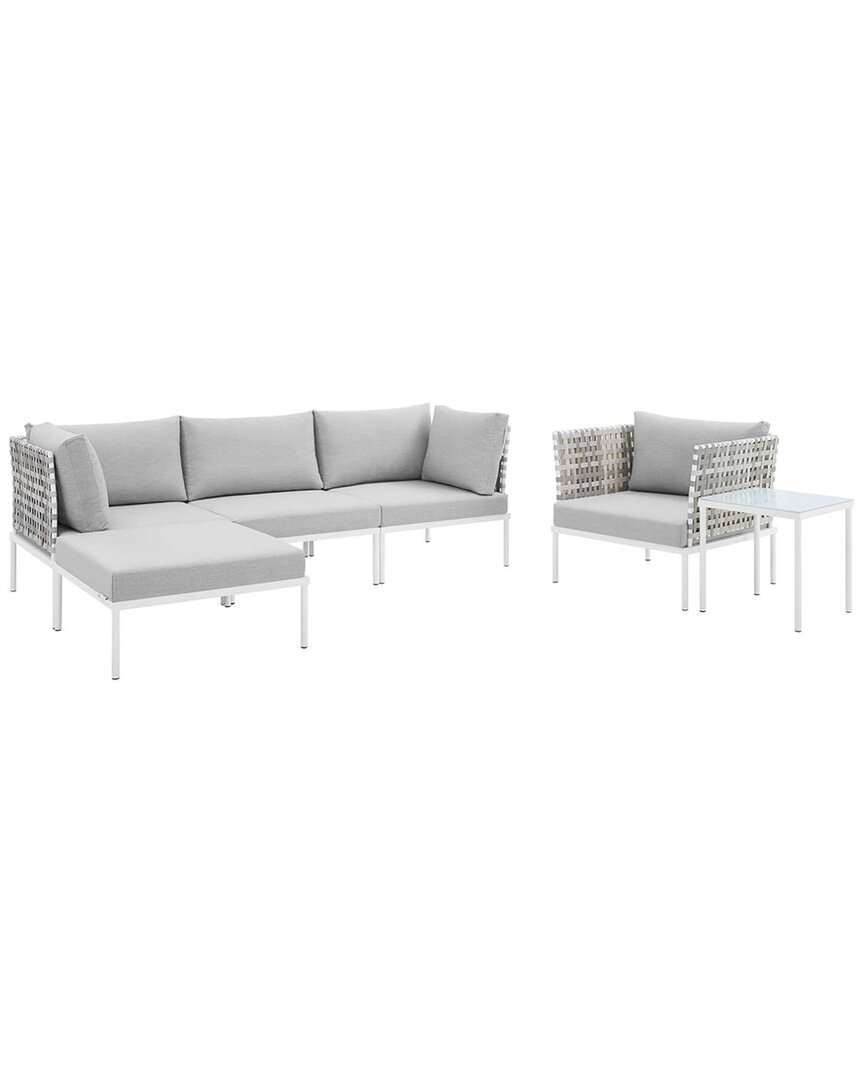 Modway Harmony 6-piece Sunbrella Basket Weave Outdoor Patio Seating Set In Taupe