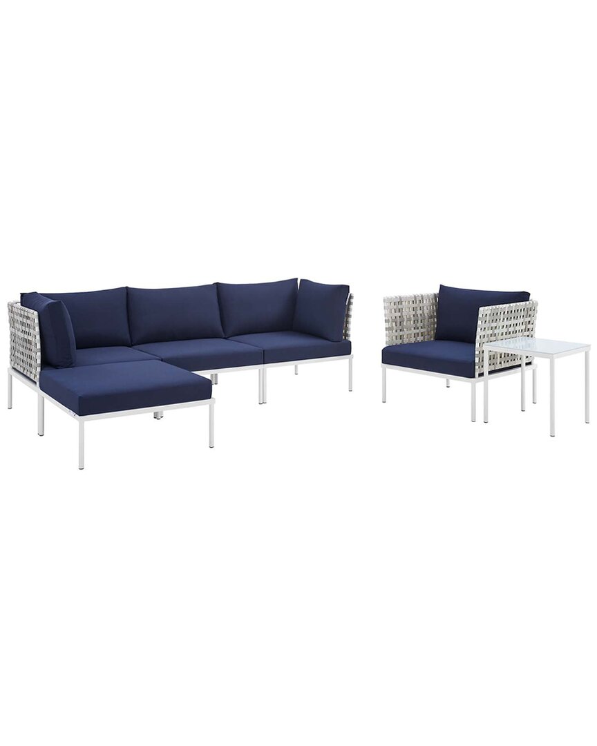 Modway Harmony 6-piece Sunbrella Basket Weave Outdoor Patio Seating Set In Beige