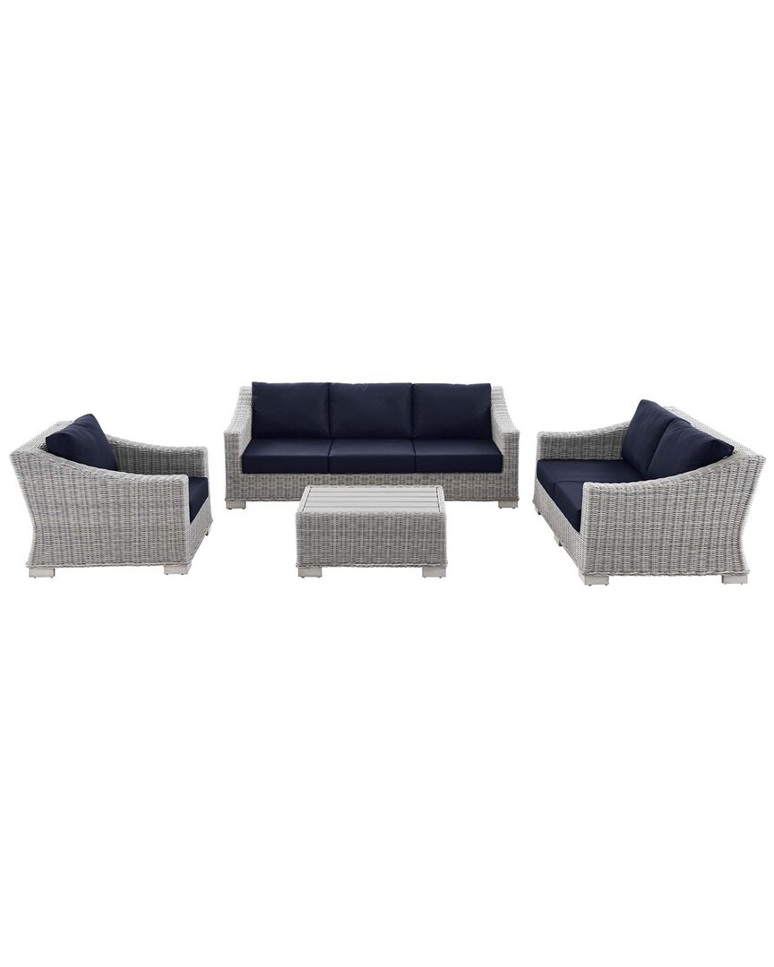 Modway Conway 4-piece Outdoor Patio Rattan Furniture Set In Gray