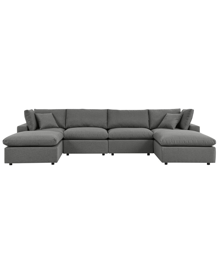 Shop Modway Commix 6-piece Outdoor Patio Sectional Sofa In Charcoal