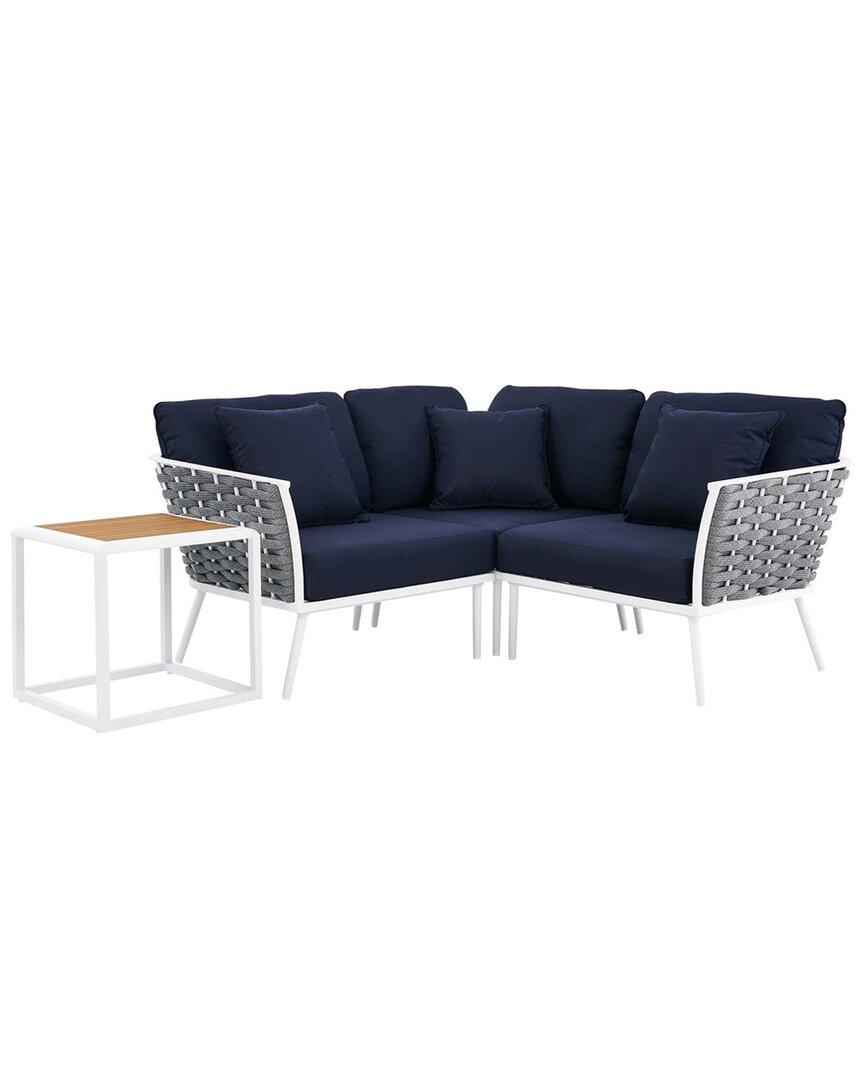 Modway Stance 4-piece Outdoor Patio Sectional Sofa Set In White