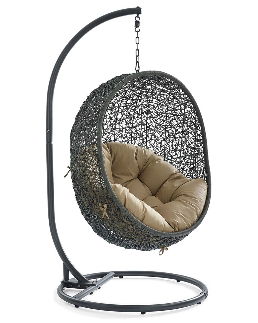 Modway Hide Outdoor Patio Swing Chair With Stand In Gray