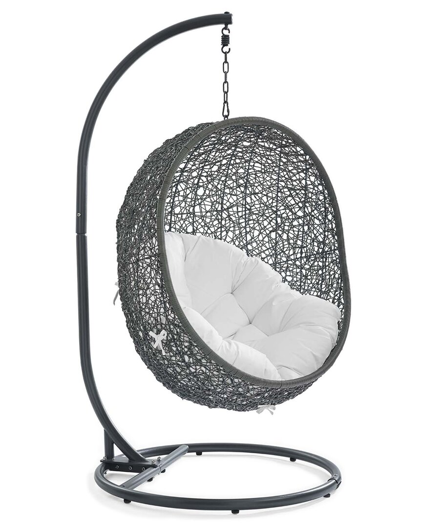 Modway Hide Outdoor Patio Swing Chair With Stand In Gray