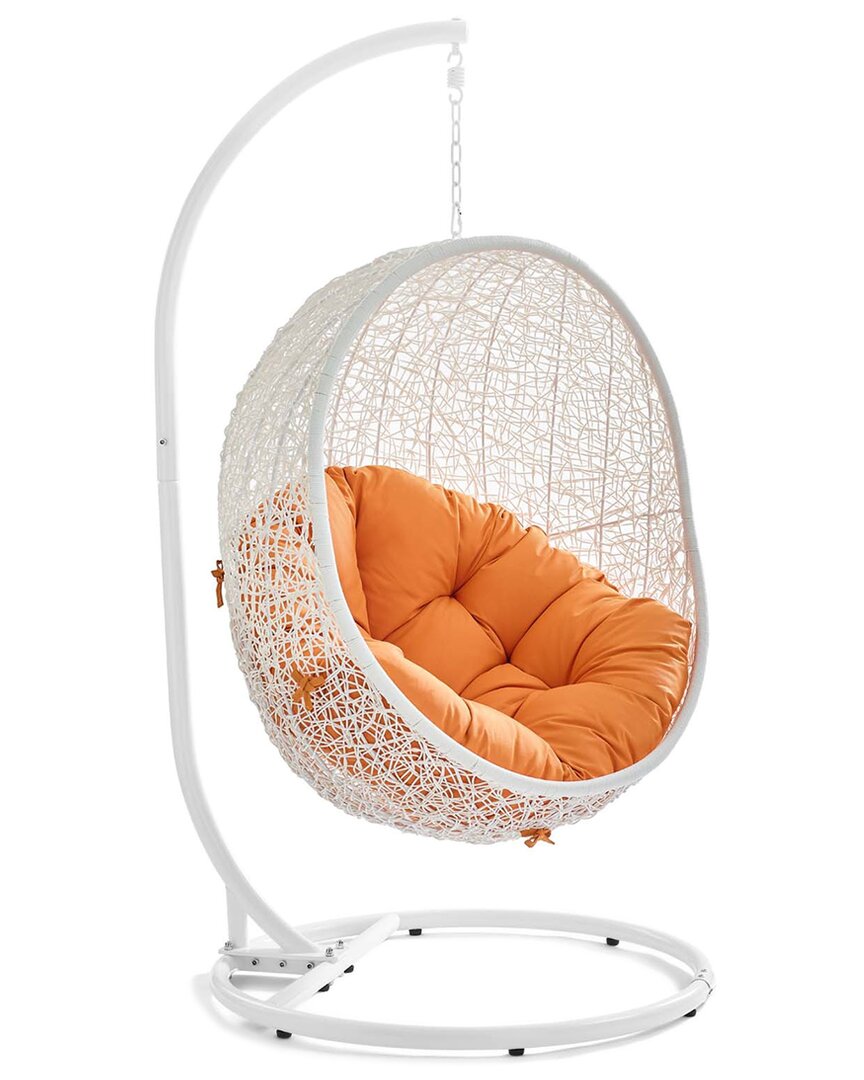 Modway Hide Outdoor Patio Swing Chair With Stand In White